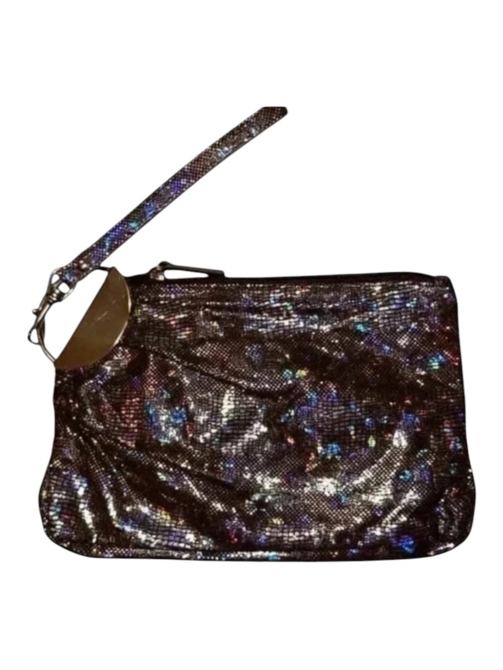 MIRROR MIRROR Iridescent Metallic Vintage Wristlet Evening Bag Pewter